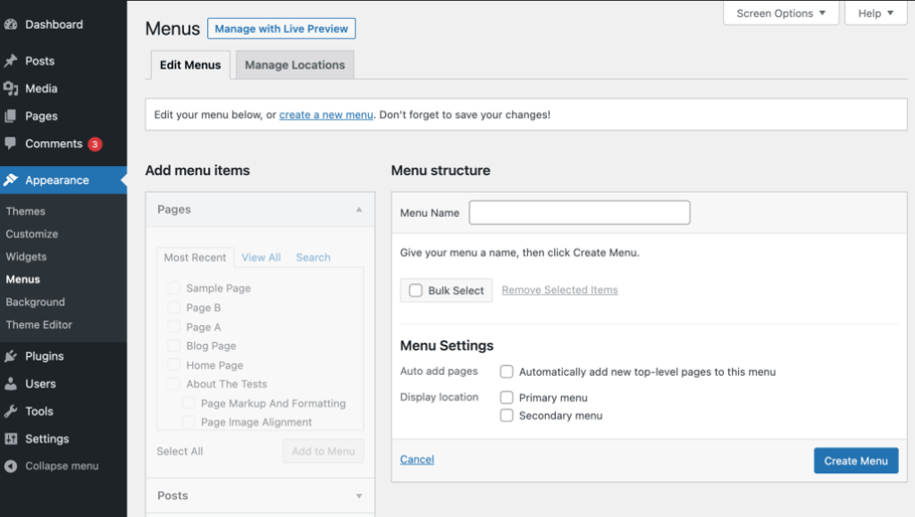 WordPress Appearance